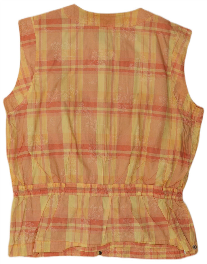Gilet feminino vintage grande IT 46 grande algodão xadrez amarelo