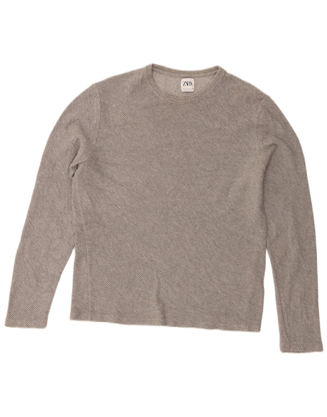Zara Top masculino manga comprida grande algodão cinza