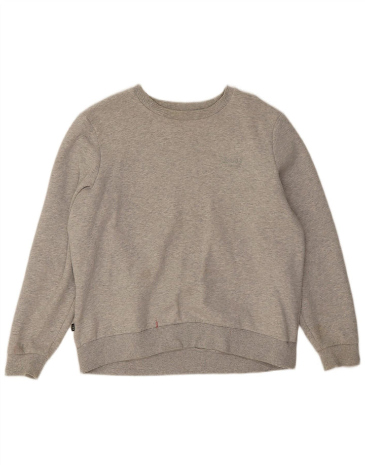 Suéter superdimensionado feminino Superdry UK 16 grande algodão cinza