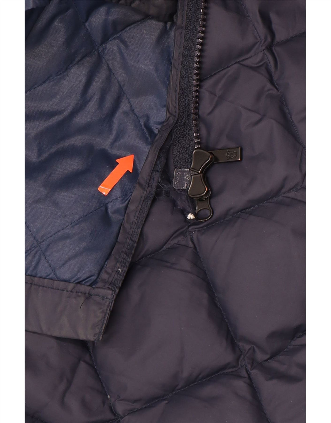 Casaco acolchoado com capuz feminino MASSIMO DUTTI UK 16 grande azul marinho poliamida