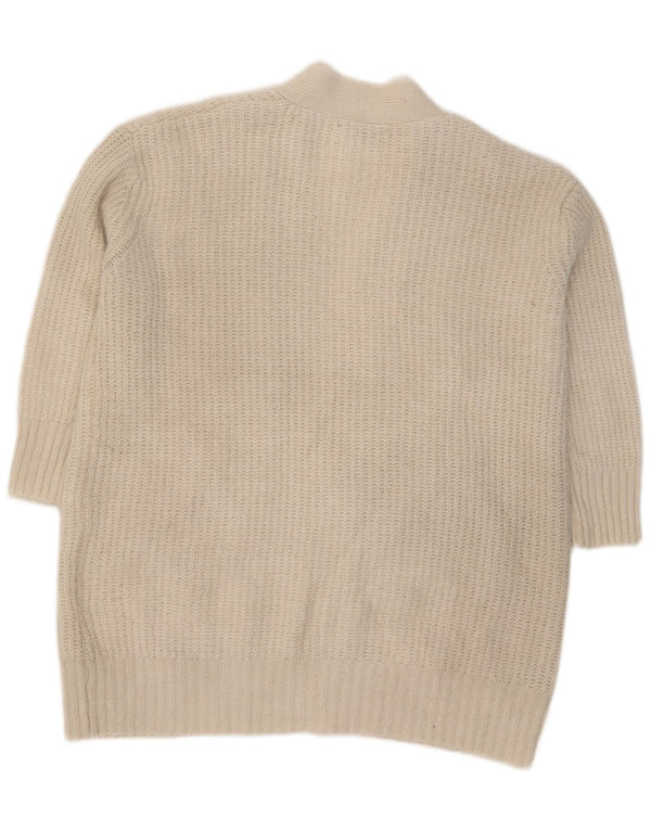 Suéter cardigã feminino Zara manga 3/4 oversized Reino Unido 10 pequeno off white