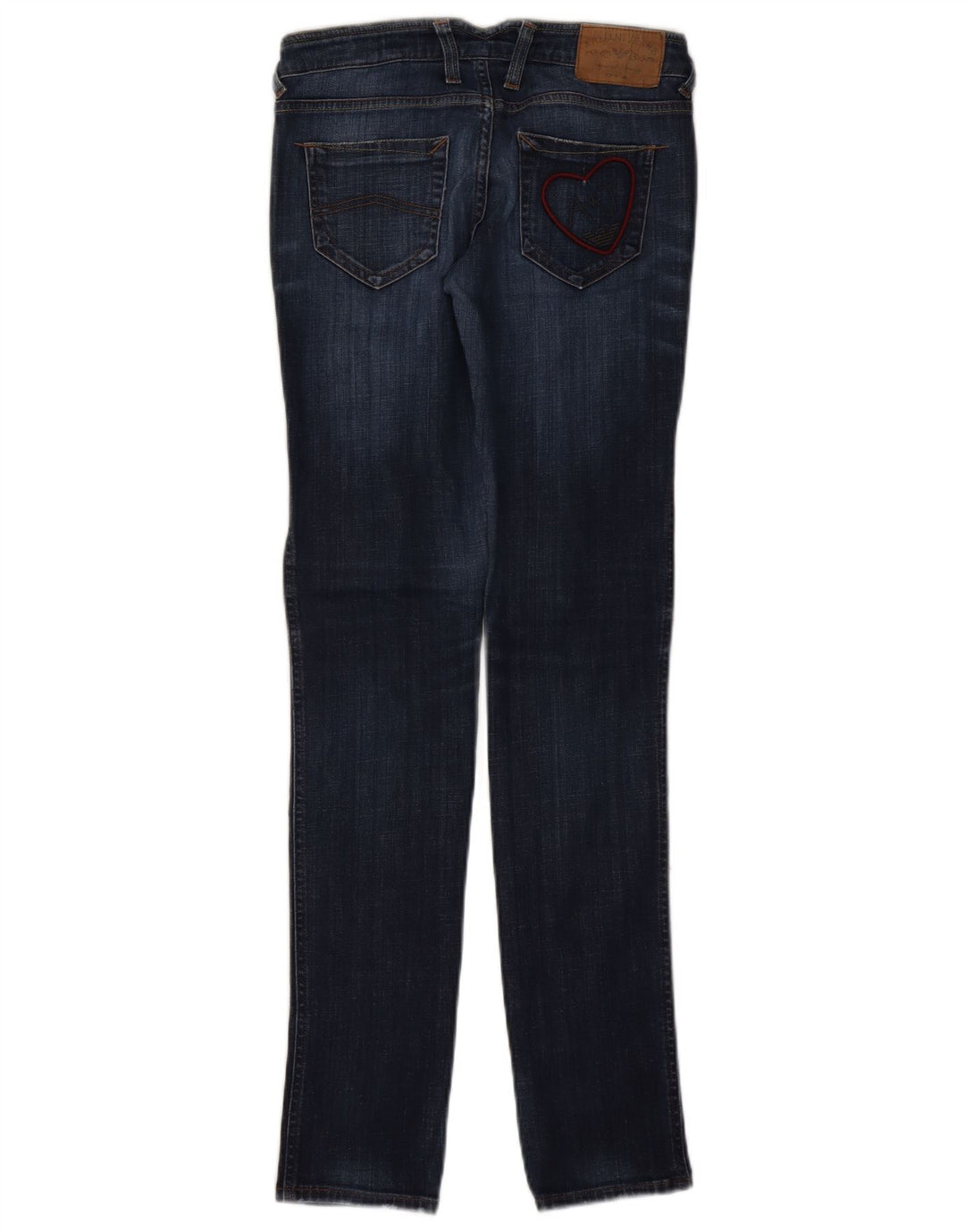 Armani feminino gráfico slim jeans W26 L32 algodão azul marinho