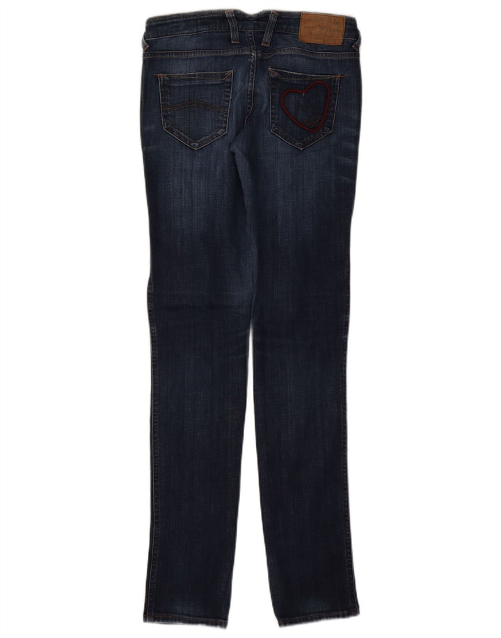Armani feminino gráfico slim jeans W26 L32 algodão azul marinho