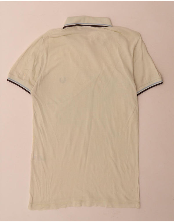 Camisa polo masculina Fred Perry pequena listrada verde de algodão