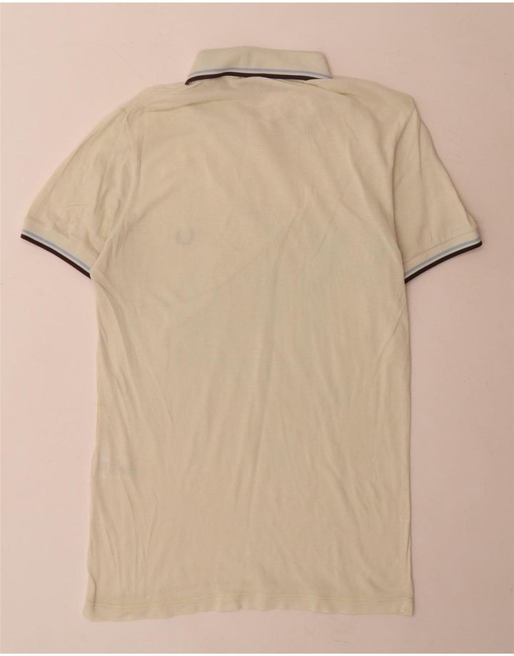 Camisa polo masculina Fred Perry pequena listrada verde de algodão
