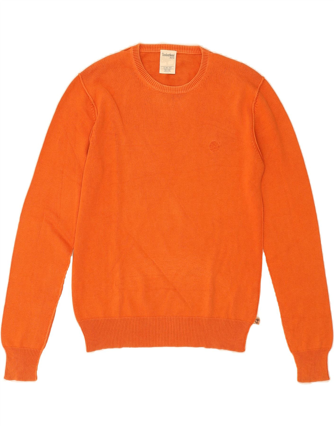 TIMBERLAND Mens Slim Fit Crew Neck Jumper Sweater Medium Orange Cotton Vintage Timberland and Second-Hand Timberland from Messina Hembry 