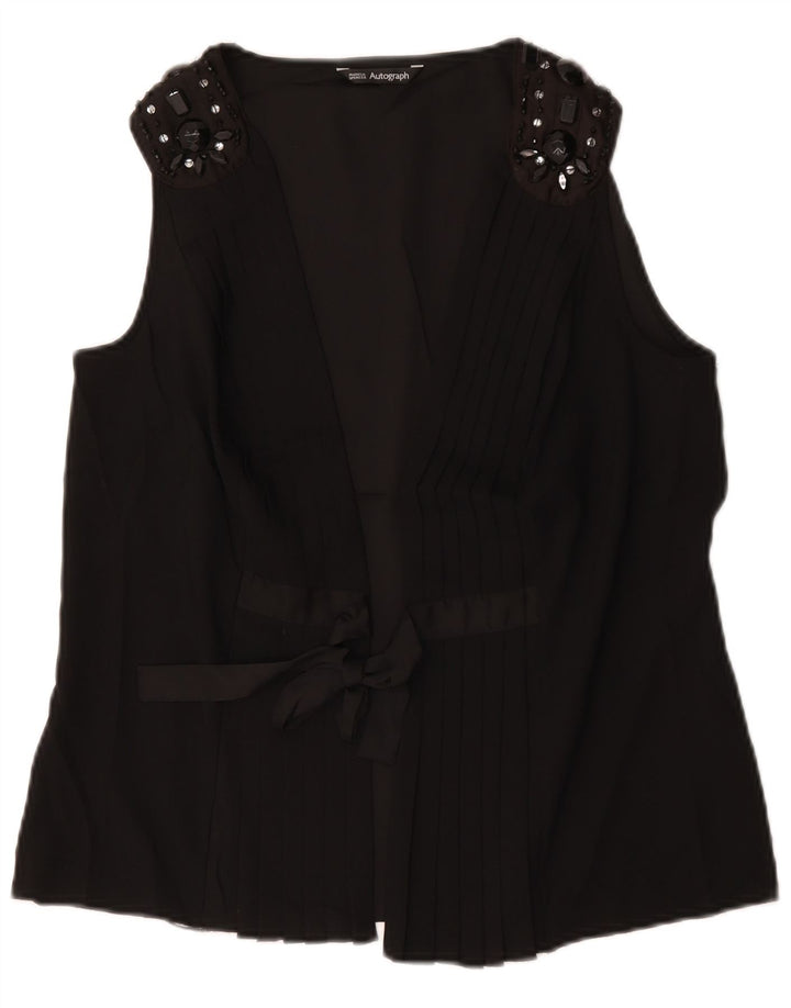 Blusa feminina sem mangas Autograph da Marks & Spencer Reino Unido 12 médio preto