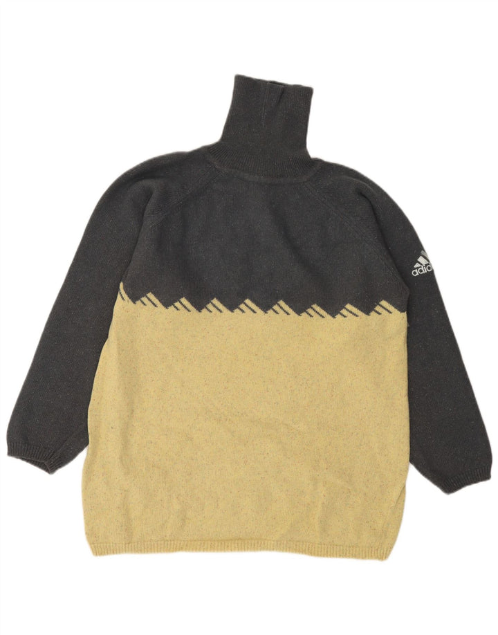 Adidas masculino roll neck jumper suéter pequeno cinza colorblock lã