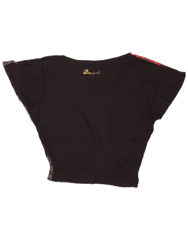 Blusa feminina Desigual estampa batwing top Reino Unido 14 grande preto paisley