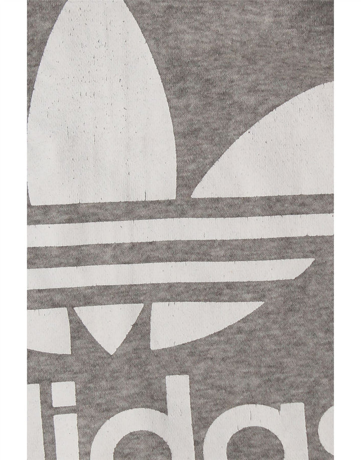 ADIDAS Womens Graphic Hoodie Jumper UK 10 Pequeno Cinza Algodão