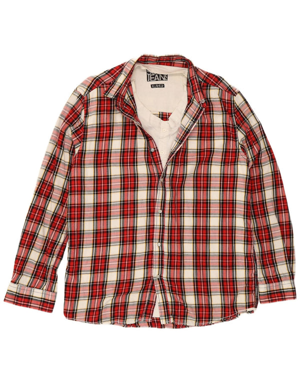 Camisa masculina vintage XL algodão xadrez vermelho