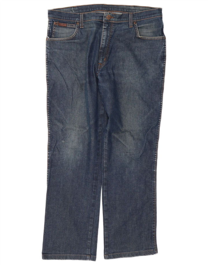Wrangler Masculino Texas Stretch Straight Jeans W38 L29 Azul Algodão