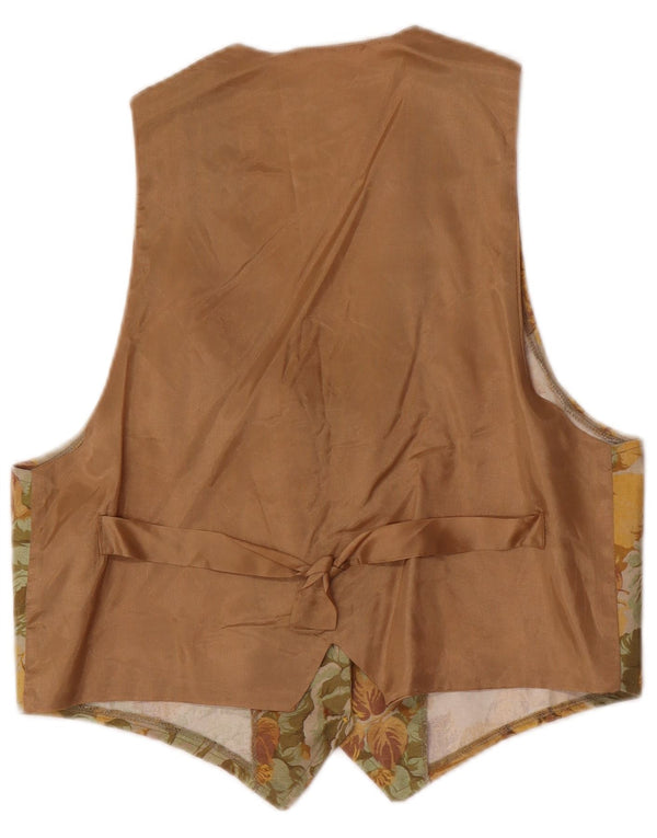 Colete feminino vintage UK 12 médio marrom floral
