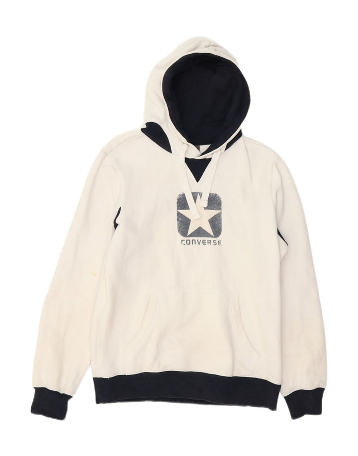 Jumper feminino com capuz gráfico CONVERSE UK 18 XL algodão branco