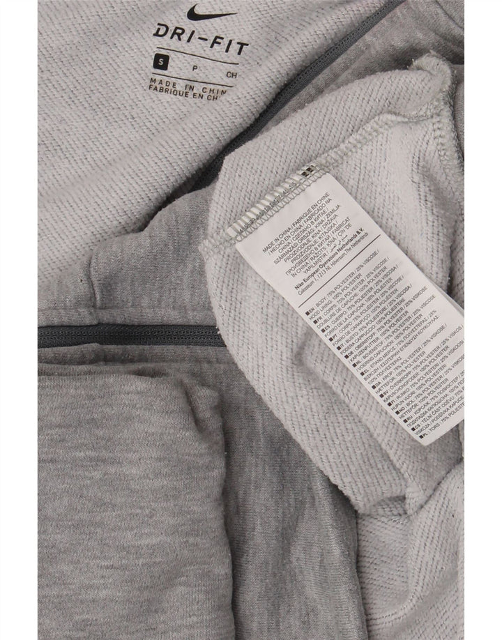 Suéter feminino Nike Dri Fit com capuz e zíper grande Reino Unido 10 pequeno cinza poliéster