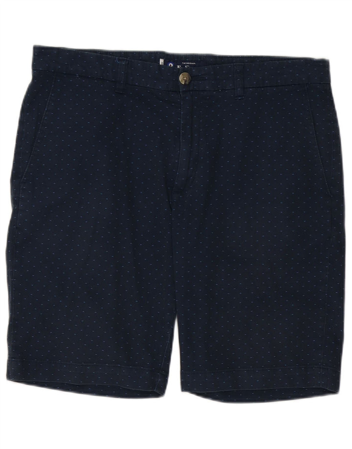 Shorts chino masculino BEN SHERMAN W34 grande algodão manchado azul marinho