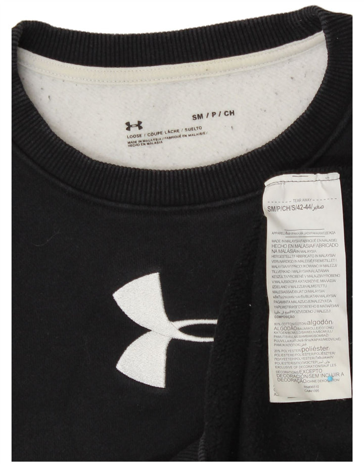 UNDER ARMOUR moletom feminino jumper UK 10 pequeno bloco colorido preto