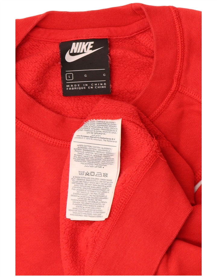 NIKE Womens Oversized Crop Graphic Moletom Jumper UK 16 Grande Vermelho