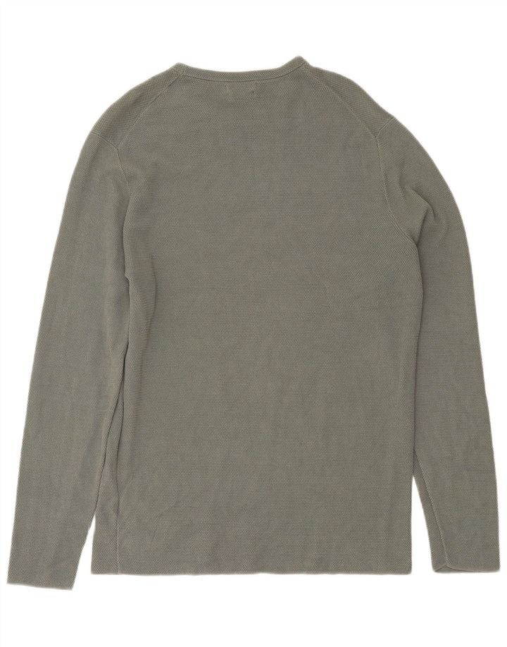 Top masculino Massimo Dutti manga comprida grande algodão verde