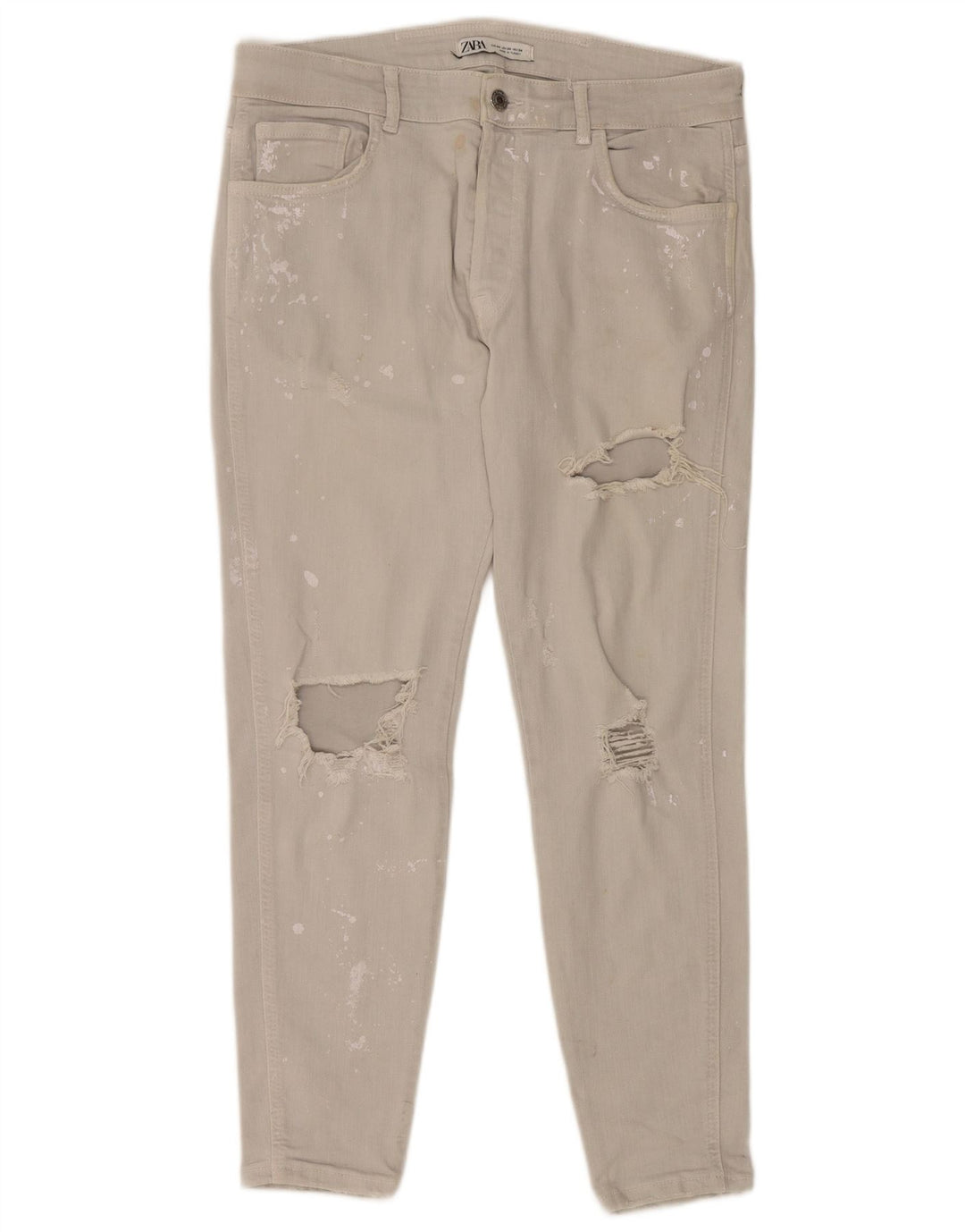 ZARA Mens Jeans Slim Distressed EU 44 Grande W34 L27 Cinza
