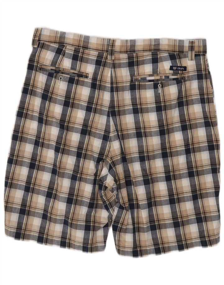 Shorts Chino Masculino CHAPS W34 Grande Algodão Xadrez Bege