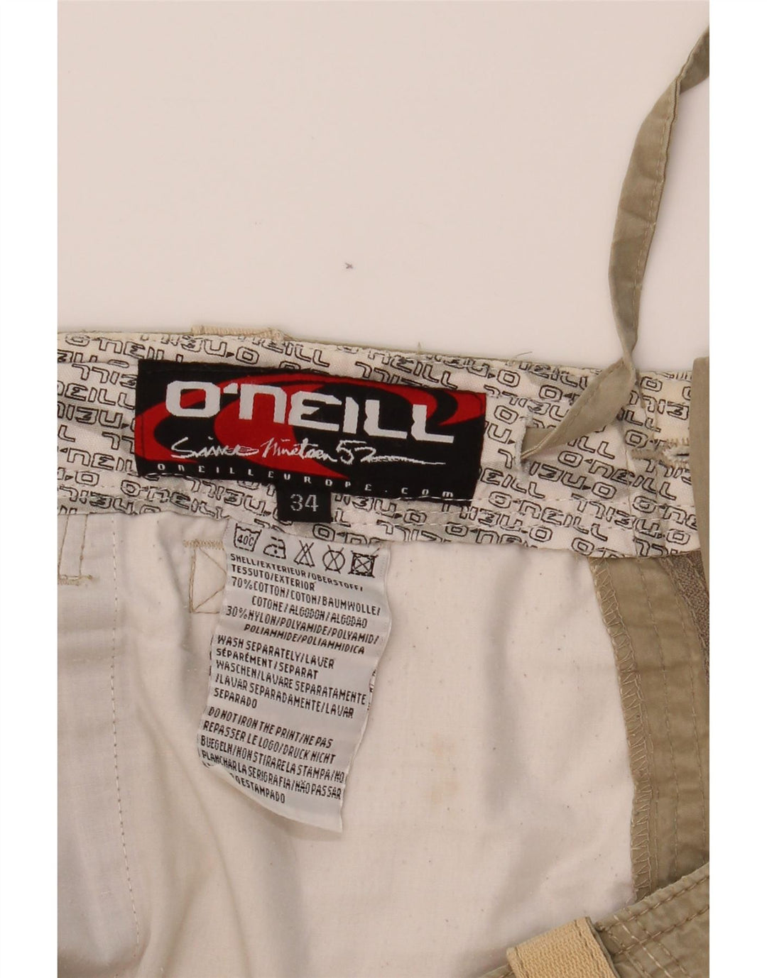 Calça cargo masculina O'NEILL Capri W34 L19 algodão bege