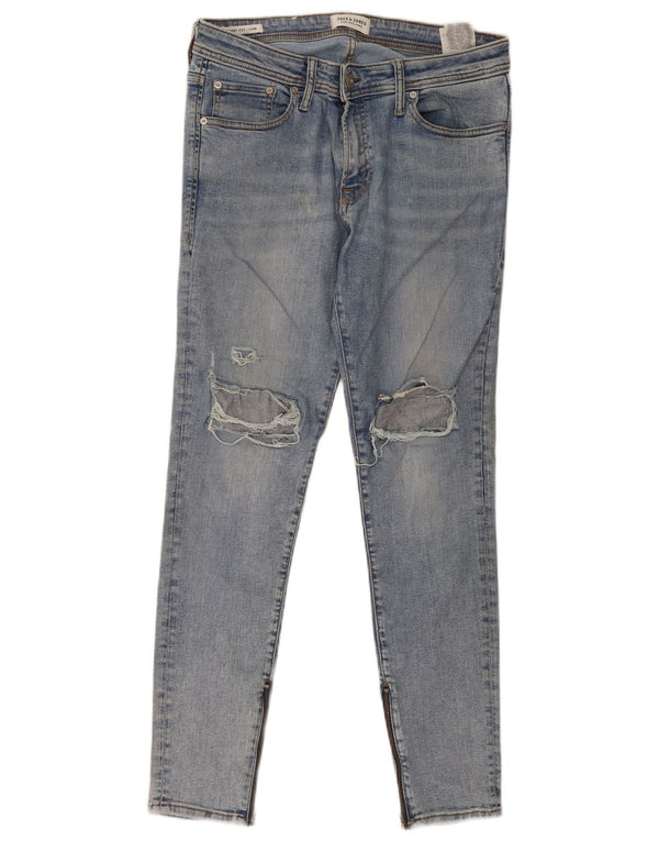 Jack & Jones Mens Liam Distressed Jeans Skinny W32 L32 Azul Algodão