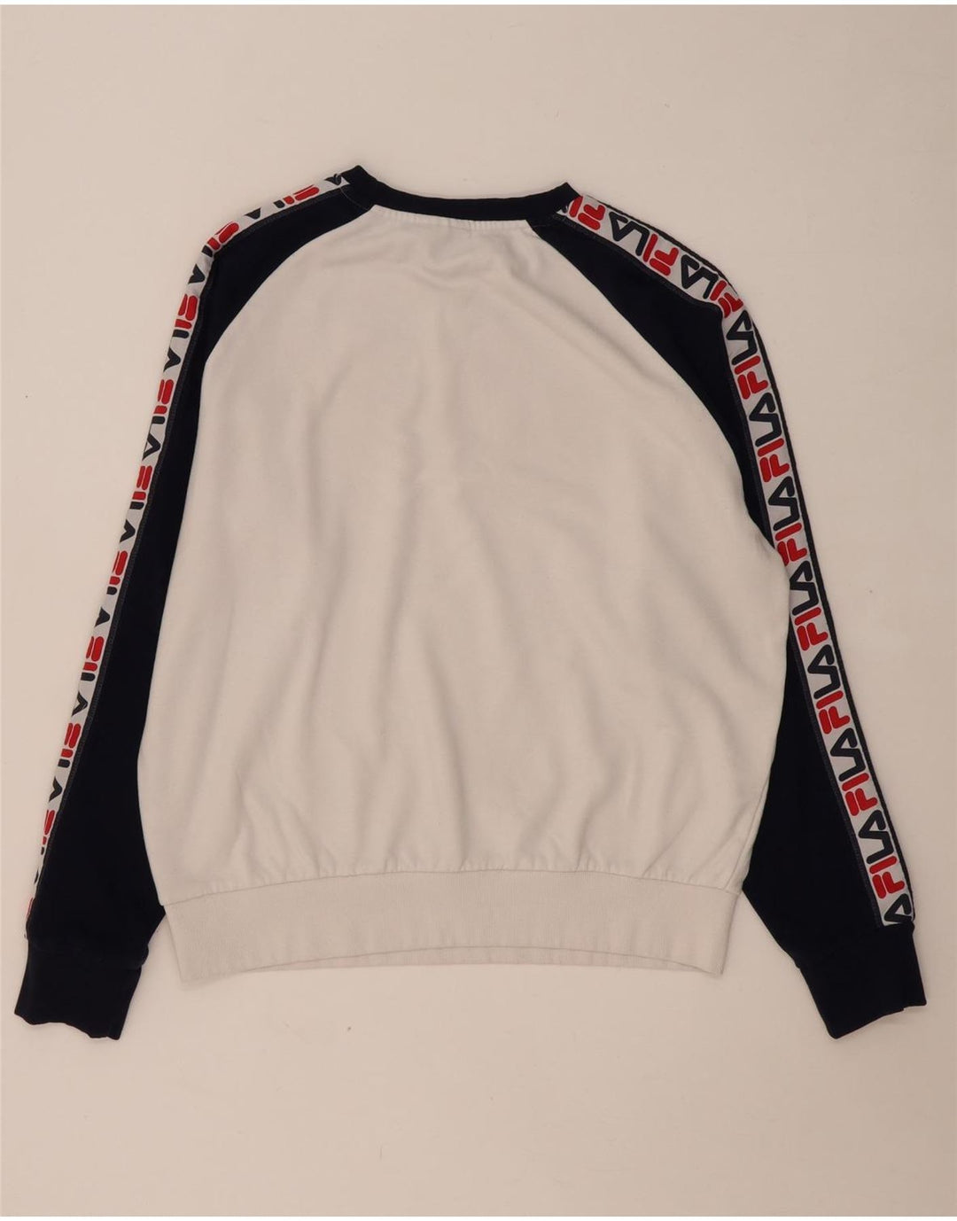 FILA moletom gráfico masculino jumper grande algodão colorblock branco