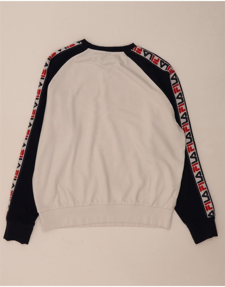 FILA moletom gráfico masculino jumper grande algodão colorblock branco