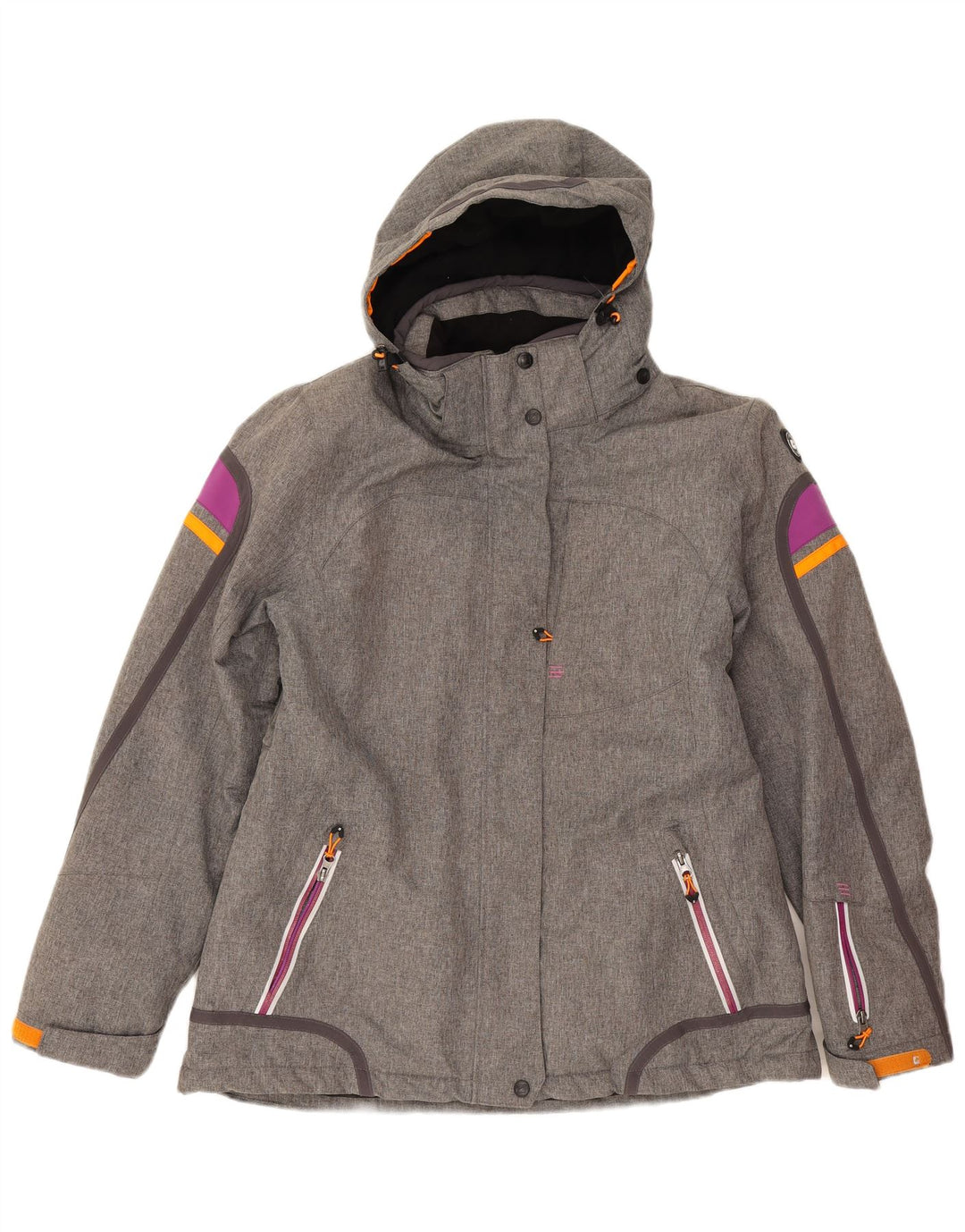 Jaqueta corta-vento feminina com capuz Killtec IT 44 cinza médio colorblock