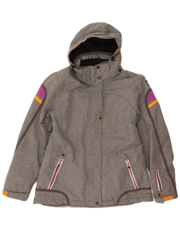 Jaqueta corta-vento feminina com capuz Killtec IT 44 cinza médio colorblock