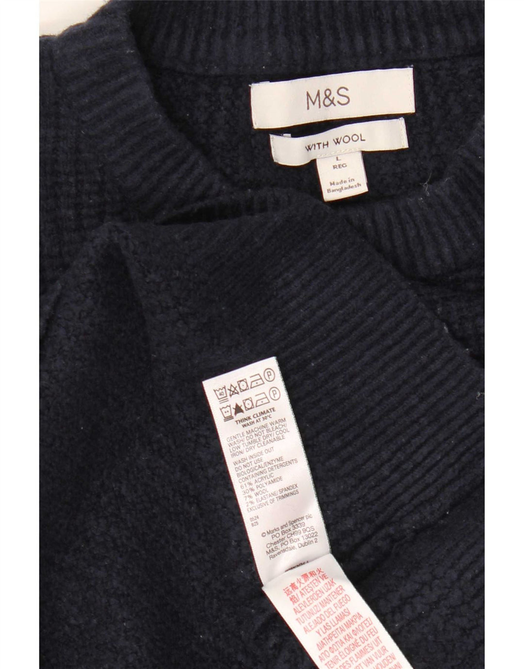 Suéter feminino Marks & Spencer com gola redonda Reino Unido 16 grande azul marinho