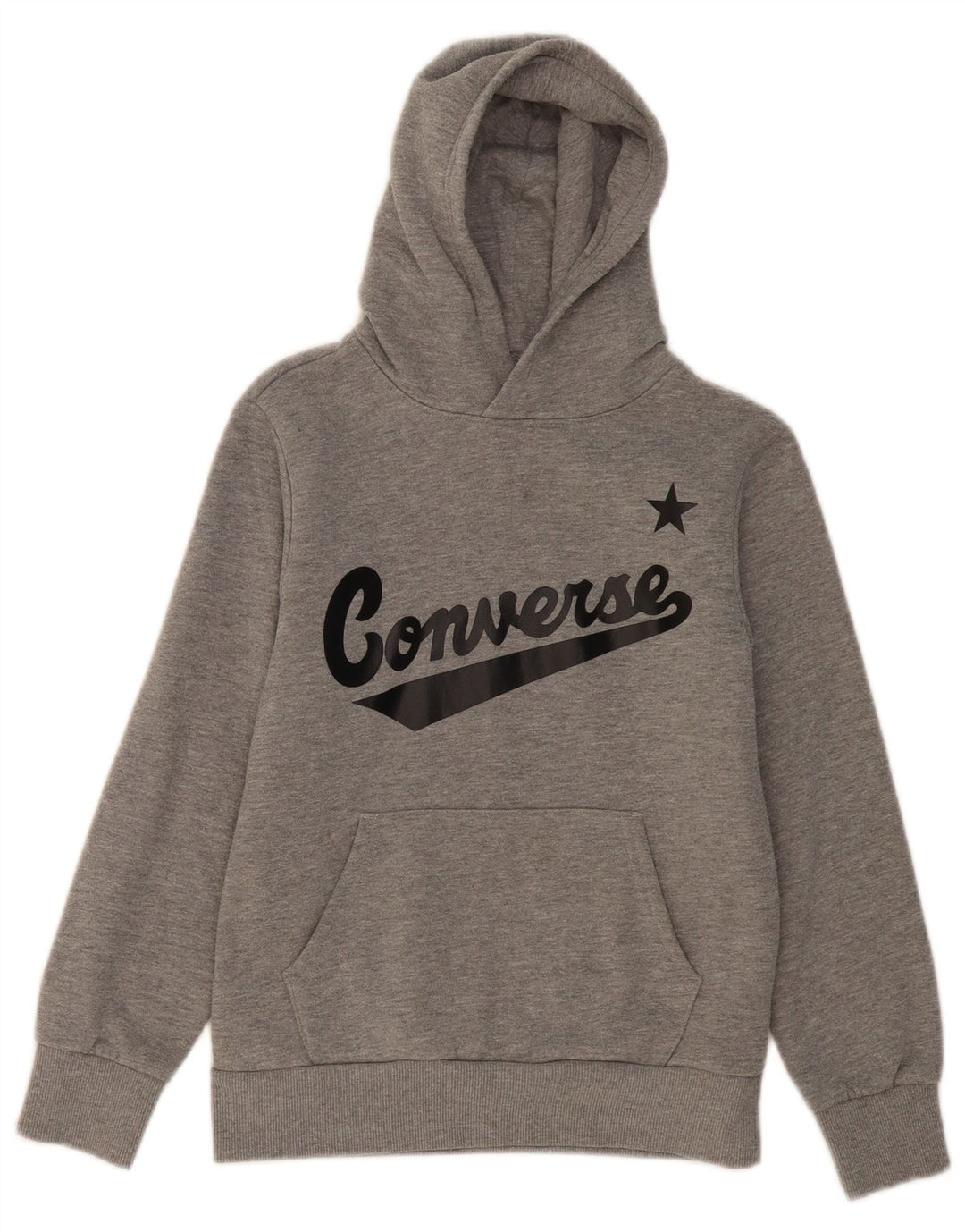 Suéter com capuz gráfico CONVERSE Boys 10-11 anos algodão cinza médio