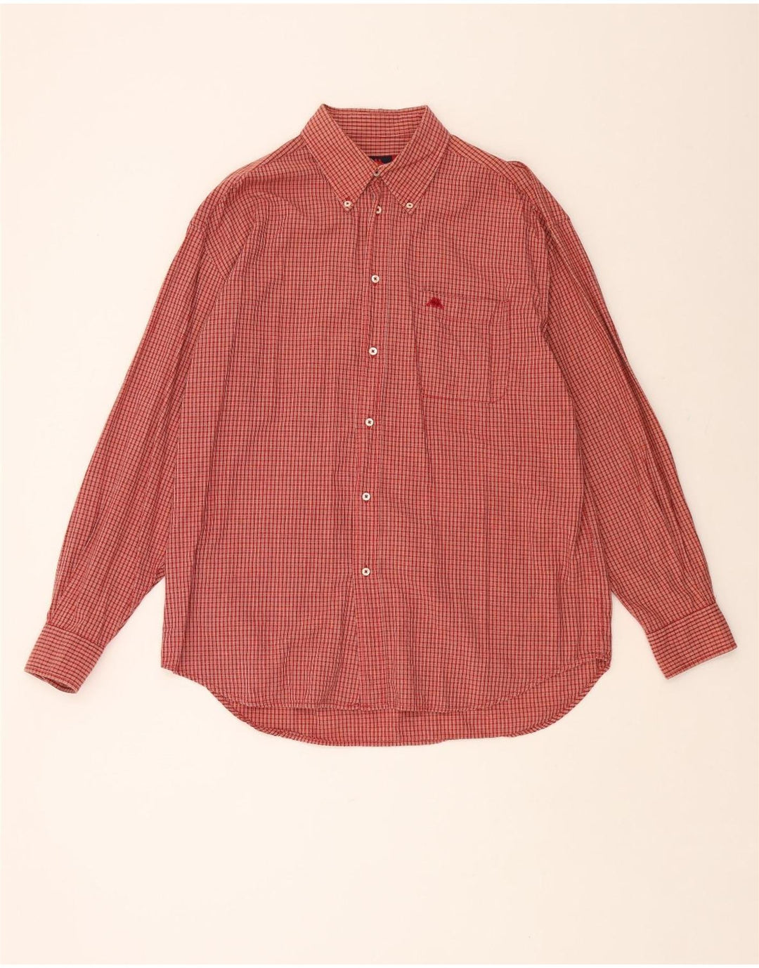 Camisa masculina KAPPA grande xadrez vermelha de algodão