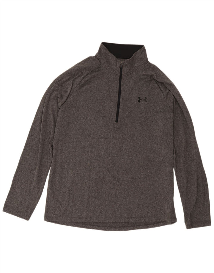Under Armour Mens Zip Neck Pulôver Treino Top Grande Cinza