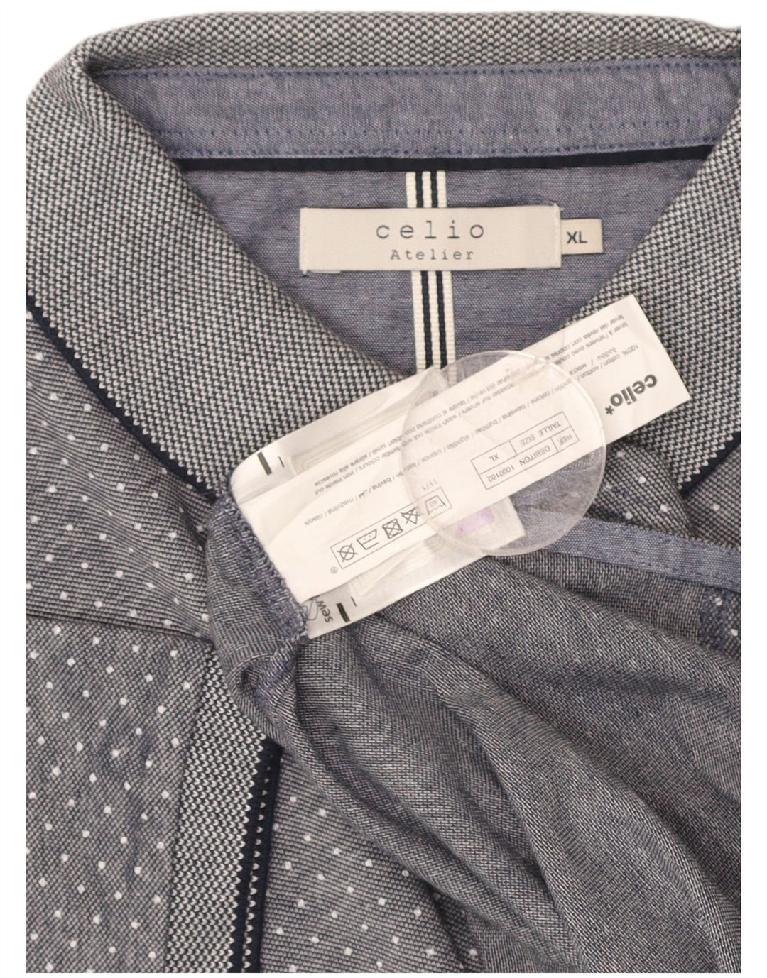 Camisa polo masculina CELIO XL cinza bolinhas algodão