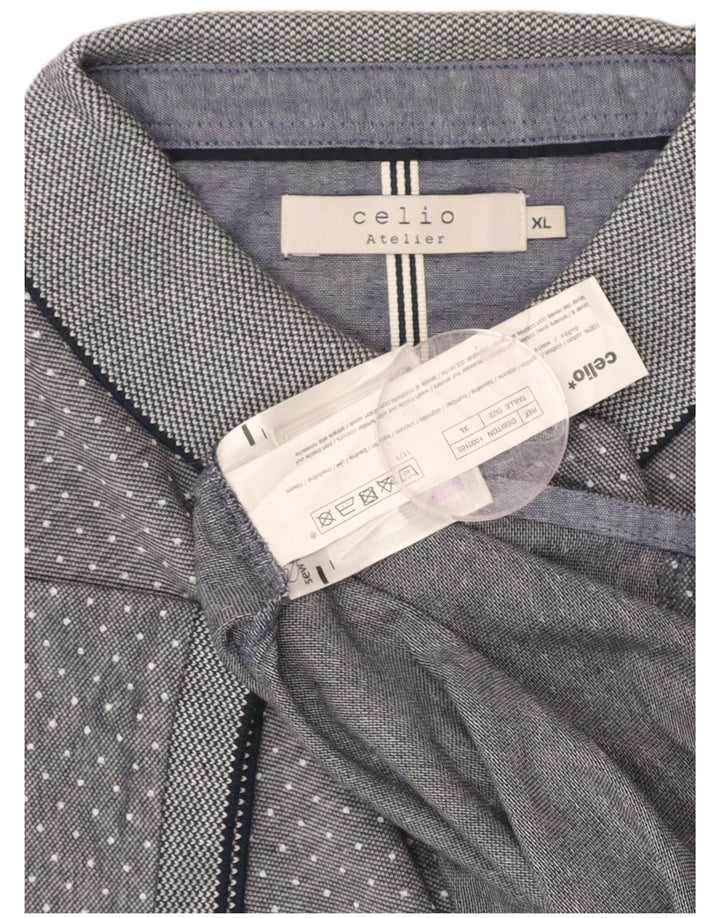 Camisa polo masculina CELIO XL cinza bolinhas algodão