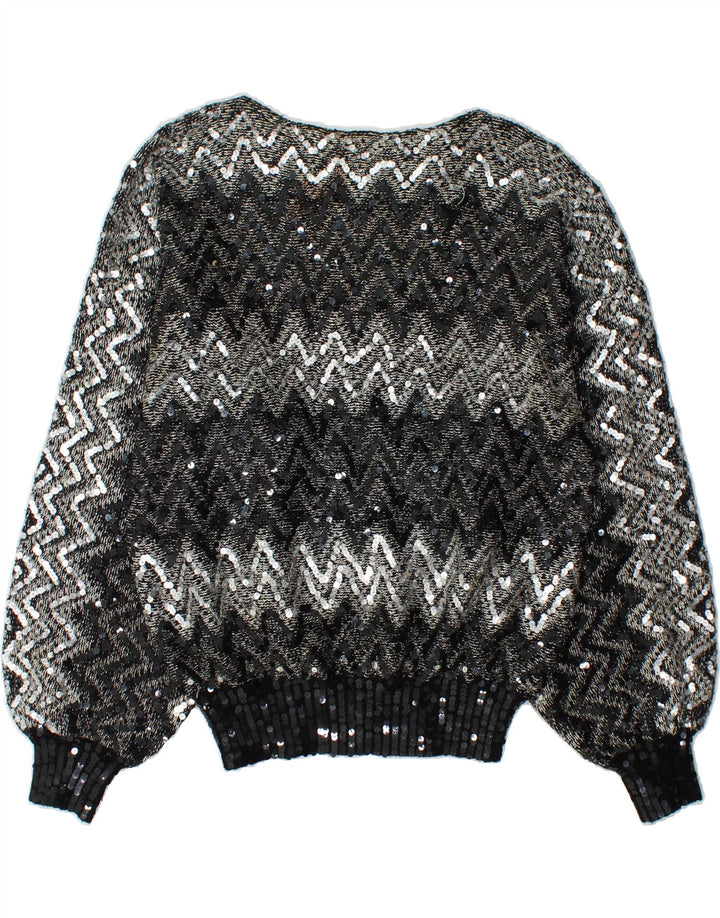 C&A Womens Boat Neck Jumper Sweater EU 48 2XL Silver Chevron Acrylic Vintage C&A and Second-Hand C&A from Messina Hembry 