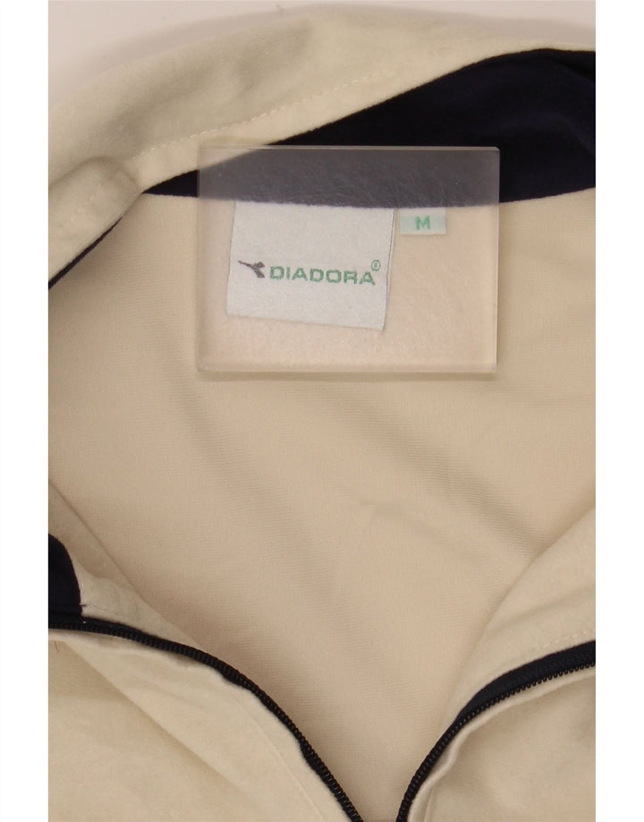 Diadora Mens Tracksuit Top Jacket Medium Bege Colourblock
