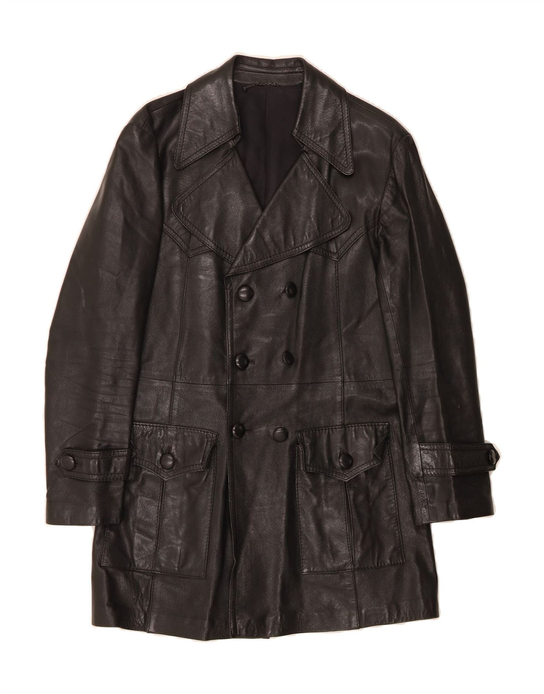 RAINBOW Womens Leather Coat IT 44 Medium Black Vintage Rainbow and Second-Hand Rainbow from Messina Hembry 