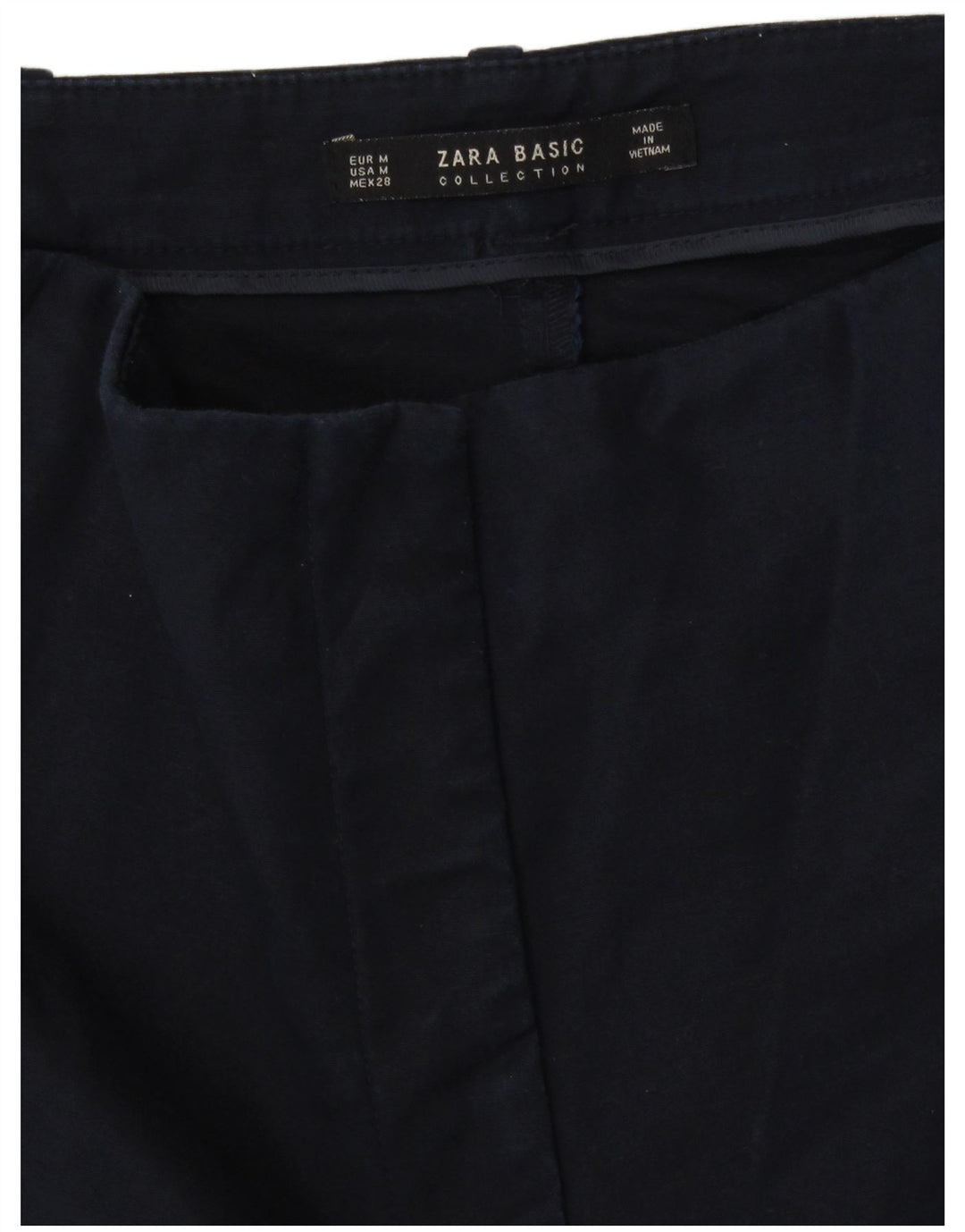 Zara Shorts Chino feminino de cintura alta médio W28 azul marinho