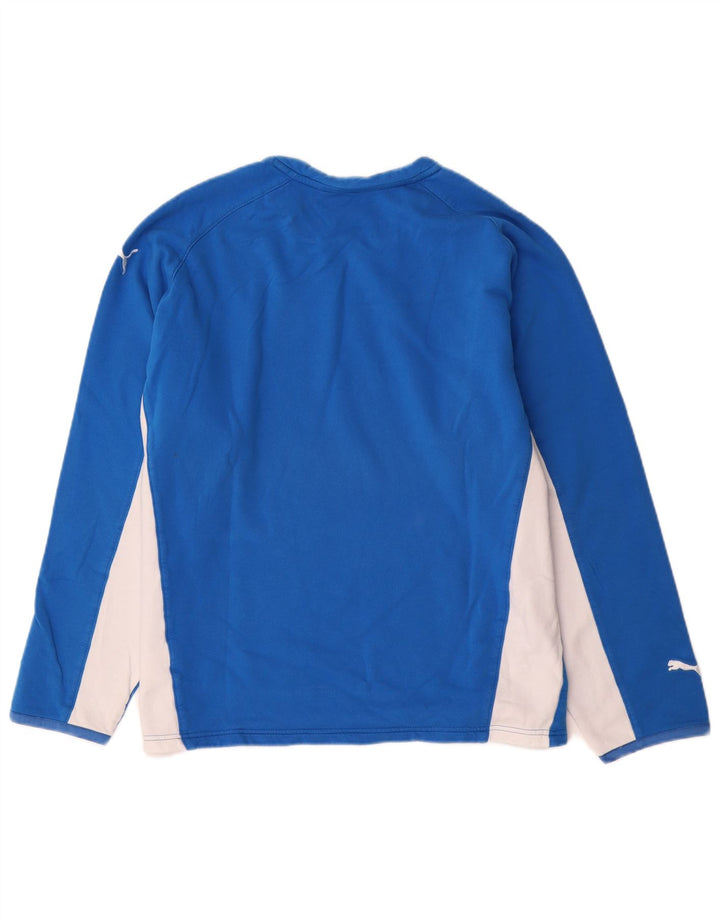 Top feminino Puma manga comprida UK 14 algodão colorblock azul médio