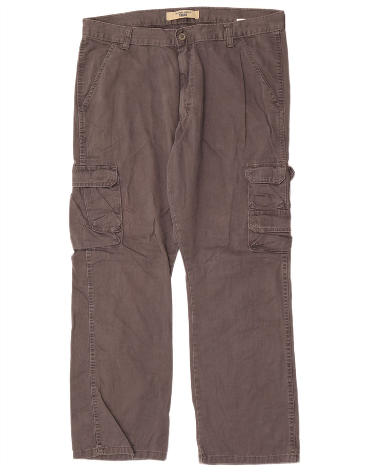 Calça Wrangler Mens Straight Cargo W36 L30 Algodão Cinza