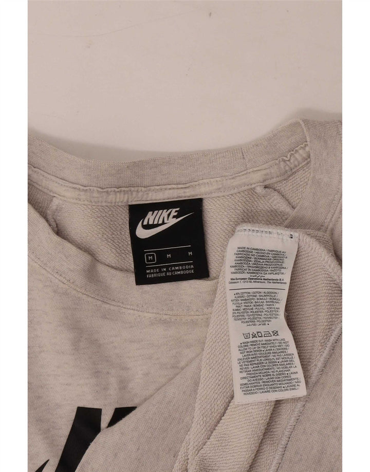 Moletom gráfico feminino Nike Jumper UK 14 algodão manchado cinza médio