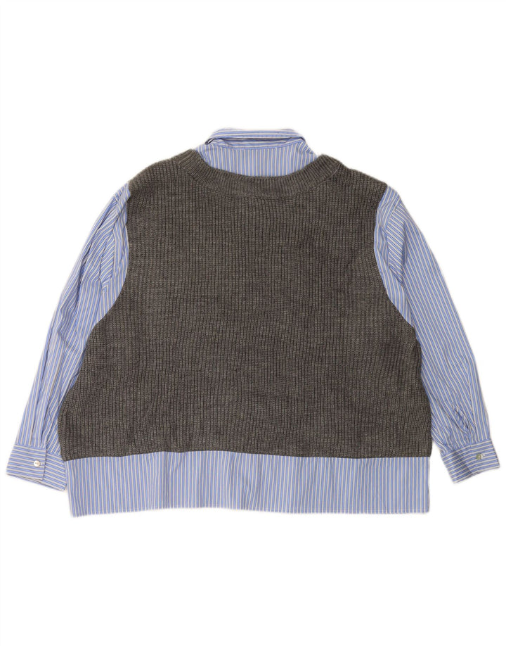 Camisa feminina oversized de malha ZARA UK 6 XS listrada azul