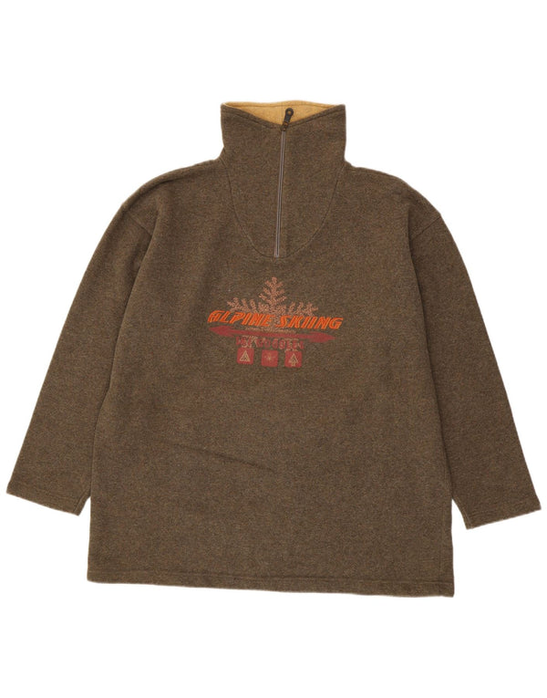 Moletom masculino vintage com zíper e gola alta de algodão cáqui grande