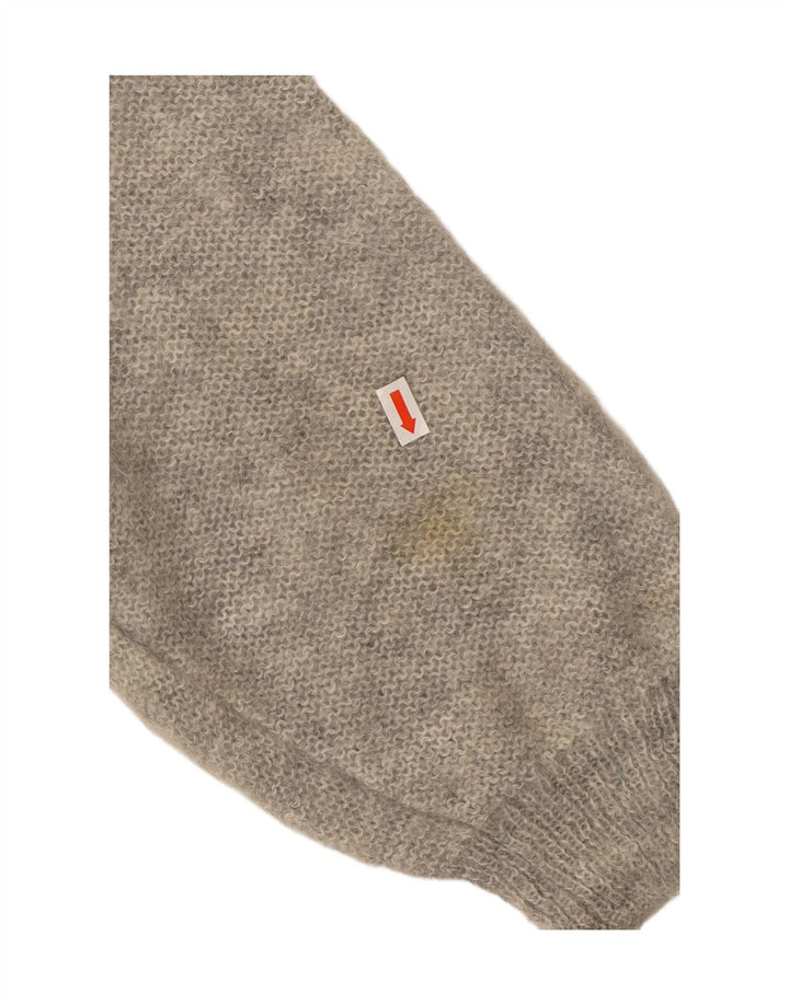 VINTAGE Womens Turtle Neck Jumper Sweater UK 18 XL Grey Floral Mohair