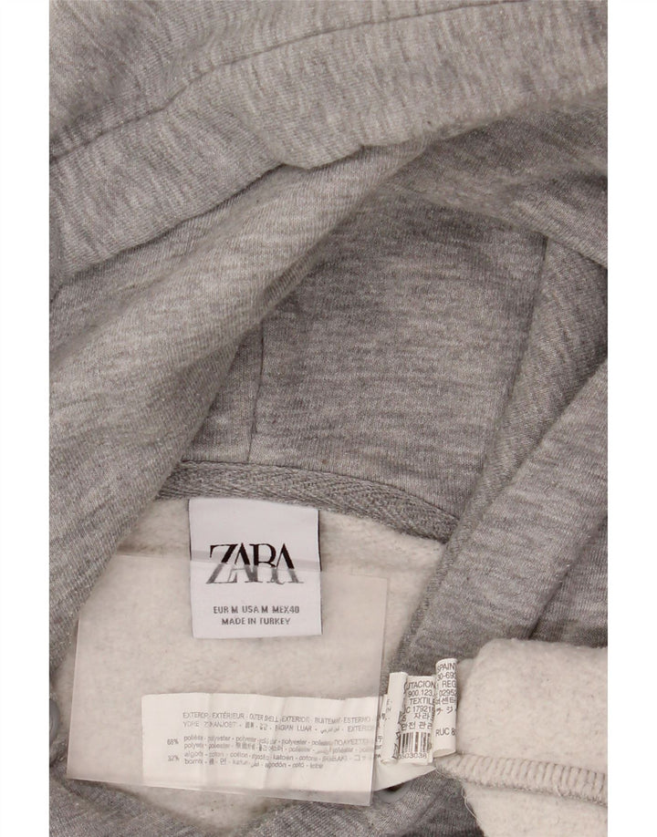 Zara moletom masculino com capuz cinza médio poliéster manchado