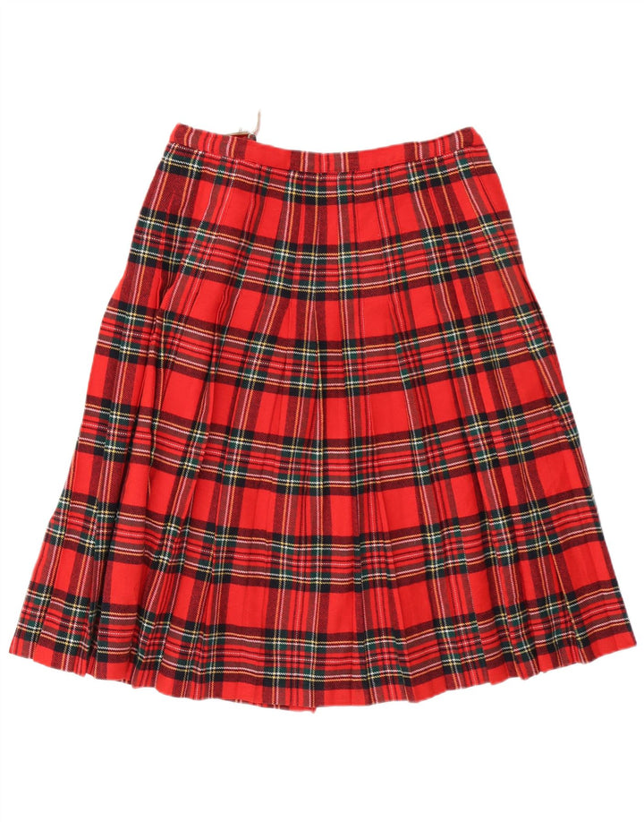 Saia feminina vintage plissada W32 grande xadrez vermelho