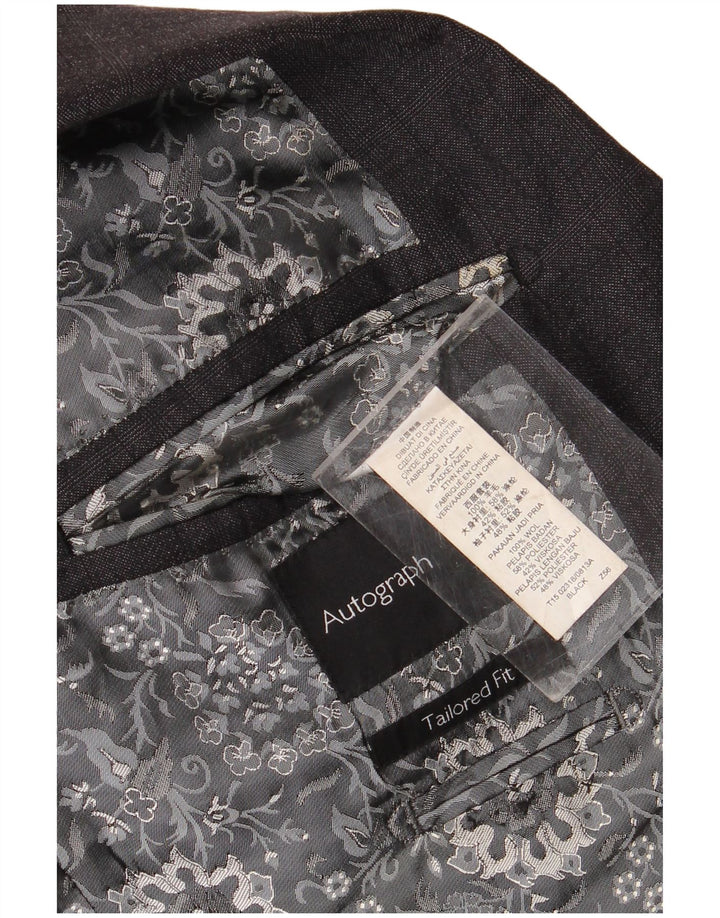 Jaqueta Blazer Marks & Spencer Masculina Autograph 2 Botões IT 56 3XL Preto Xadrez